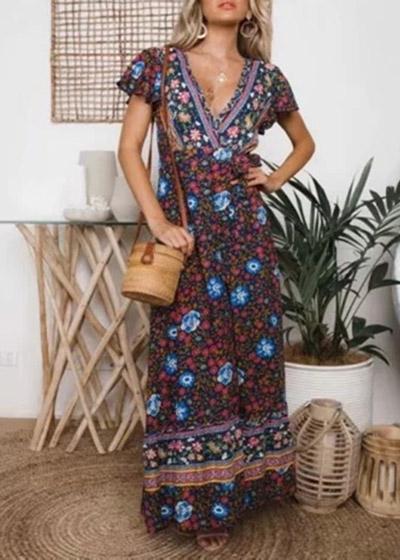 Vestido Longo Envelope Estampado