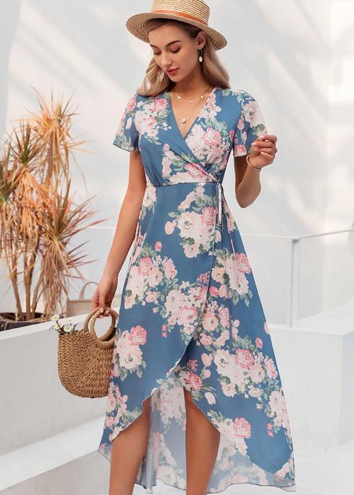 Vestido Midi Transpassado Floral