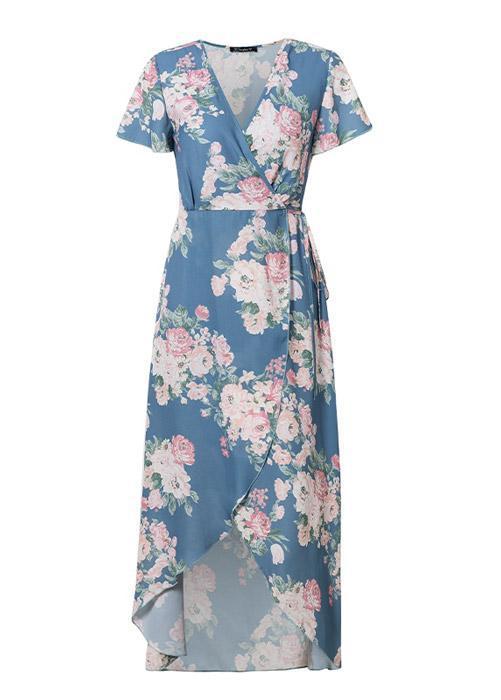 Vestido Midi Transpassado Floral