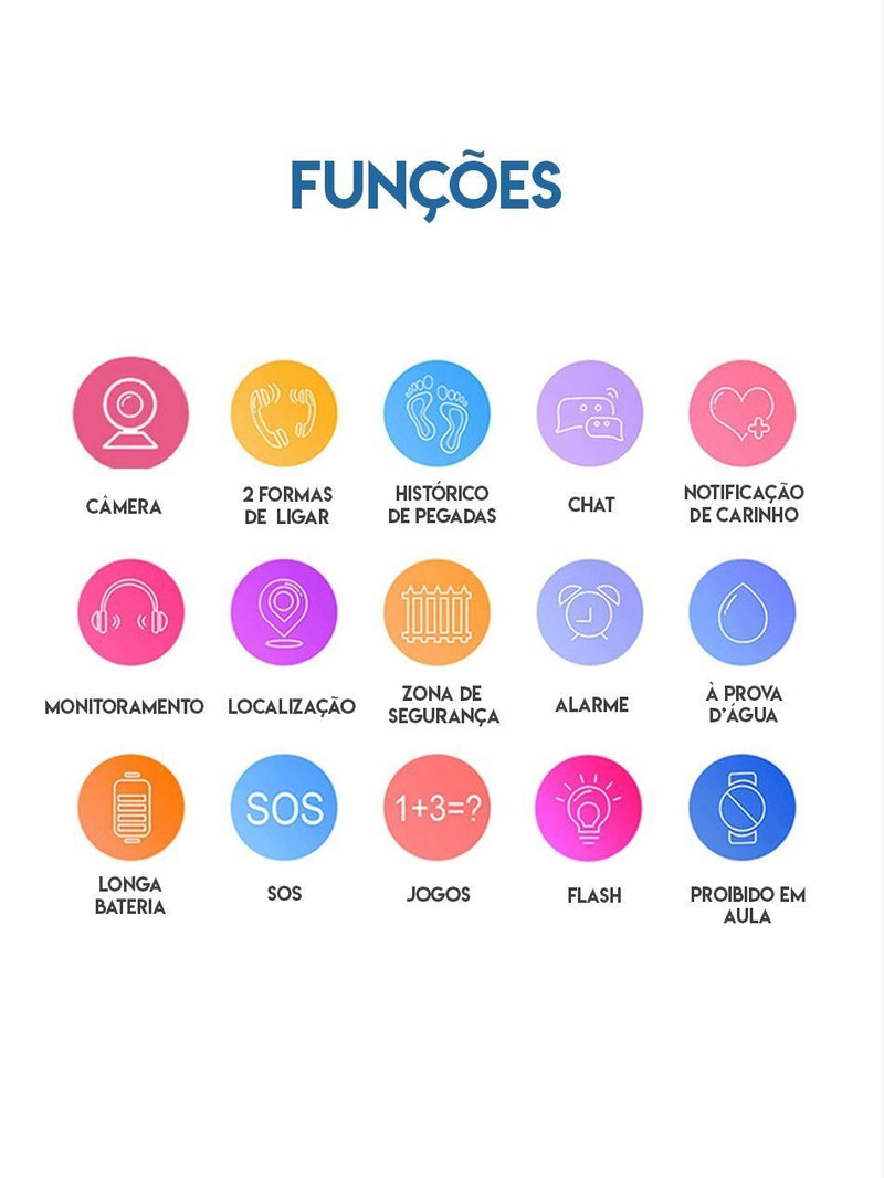 Relógio Infantil Q12b - GPS, Câmera e botão SOS
