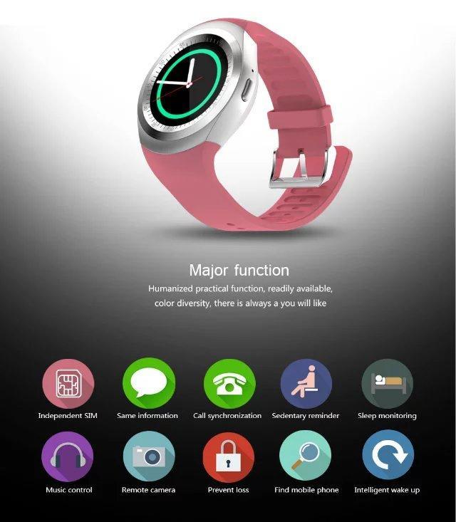 Smart Watch  para Telefone Android Redondo Suporte Nano SIM &TF Card com Whatsapp e Facebook