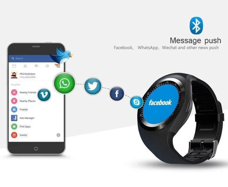 Smart Watch  para Telefone Android Redondo Suporte Nano SIM &TF Card com Whatsapp e Facebook