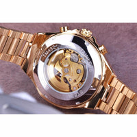 Relógio de Pulso Masculino Automático Dourado Winner Machine - Frete Gratis